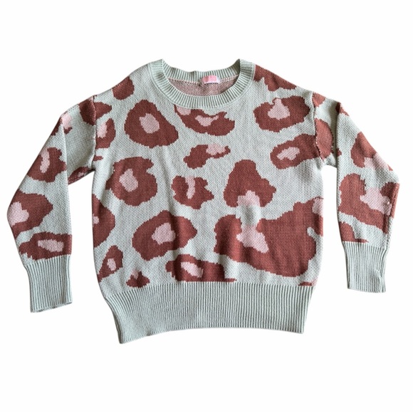 C+D+M Collection Women’s Mint Green Leopard Print Knit Sweater Size Large - Picture 3 of 9